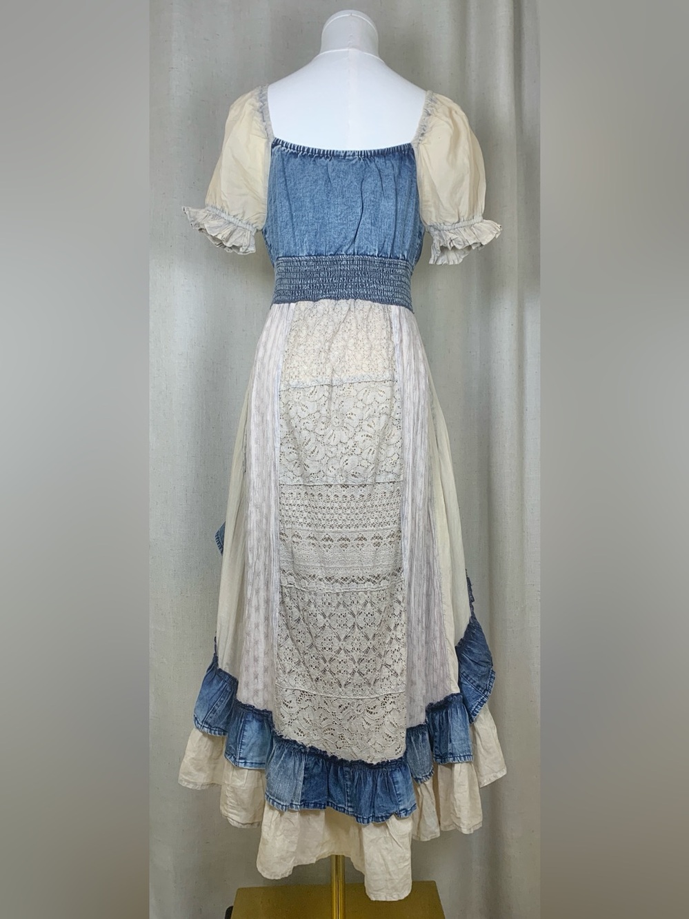 Young Threads Denim & Lace Patchwork Dress | NEW | Boho Western Dress - Picture 4 of 6